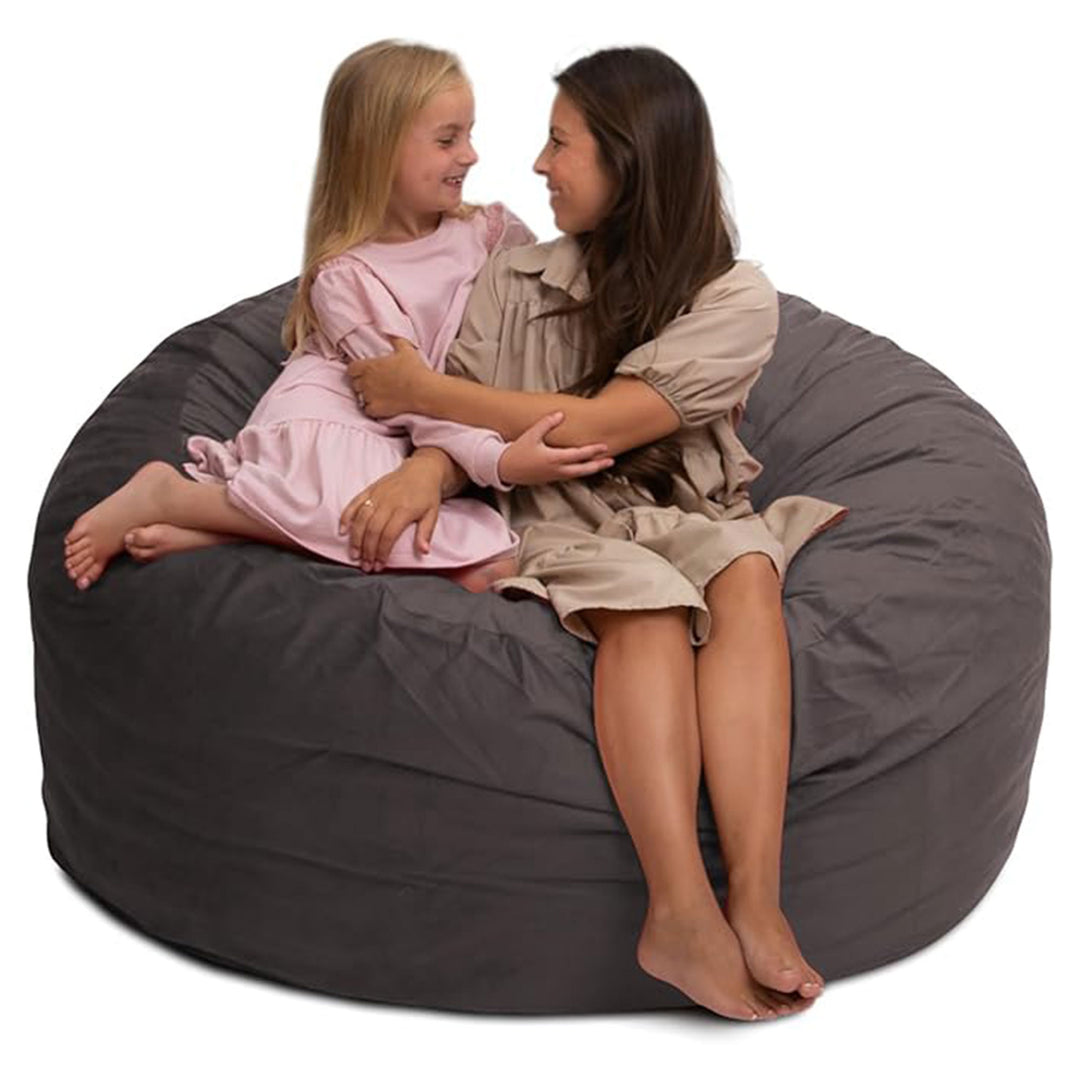 Ultimate Sack 5 Foot Foam Filled Suede Covered Bean Bag Chair, Grey (Open Box)