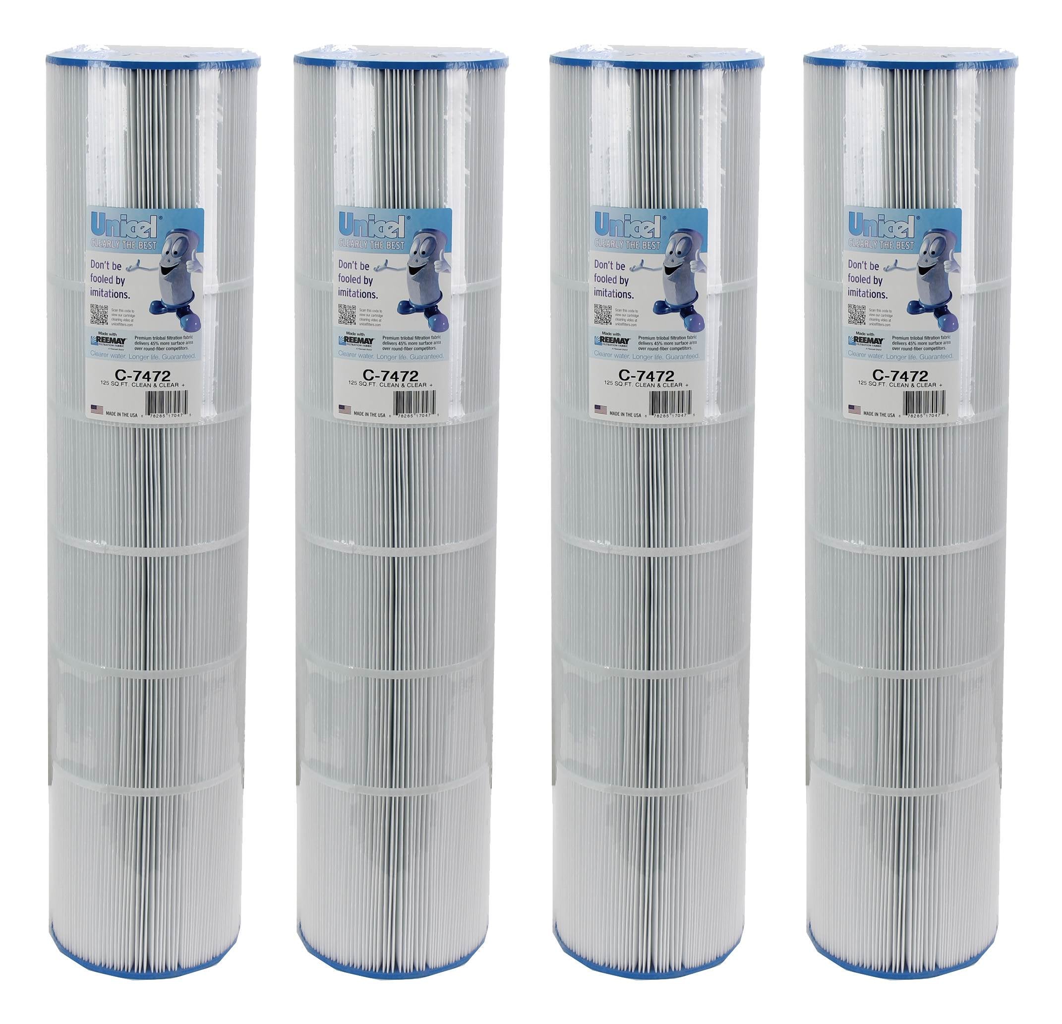 Unicel C-7472 Replacement 125 Sq Ft Pool Filter Cartridge, 163 Pleats (4 Pack)