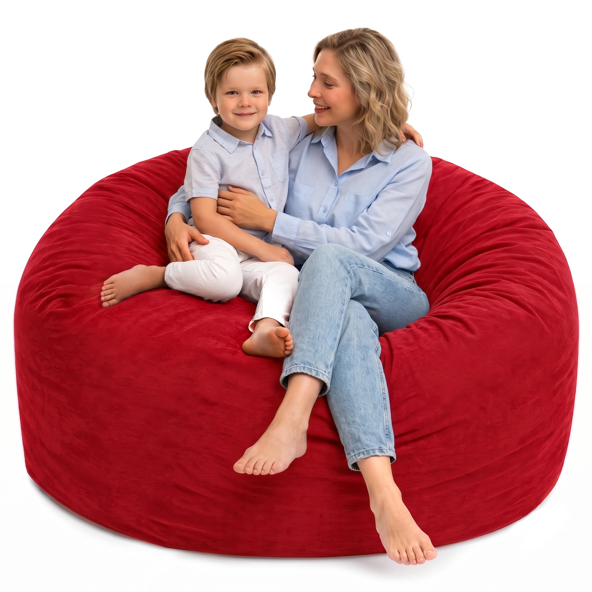 Ultimate Sack 5ft Bean Bag Chair, Oversized Indoor Comfy Lounger, Red Suede