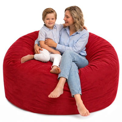 Ultimate Sack 5ft Bean Bag Chair, Oversized Indoor Comfy Lounger, Red Suede