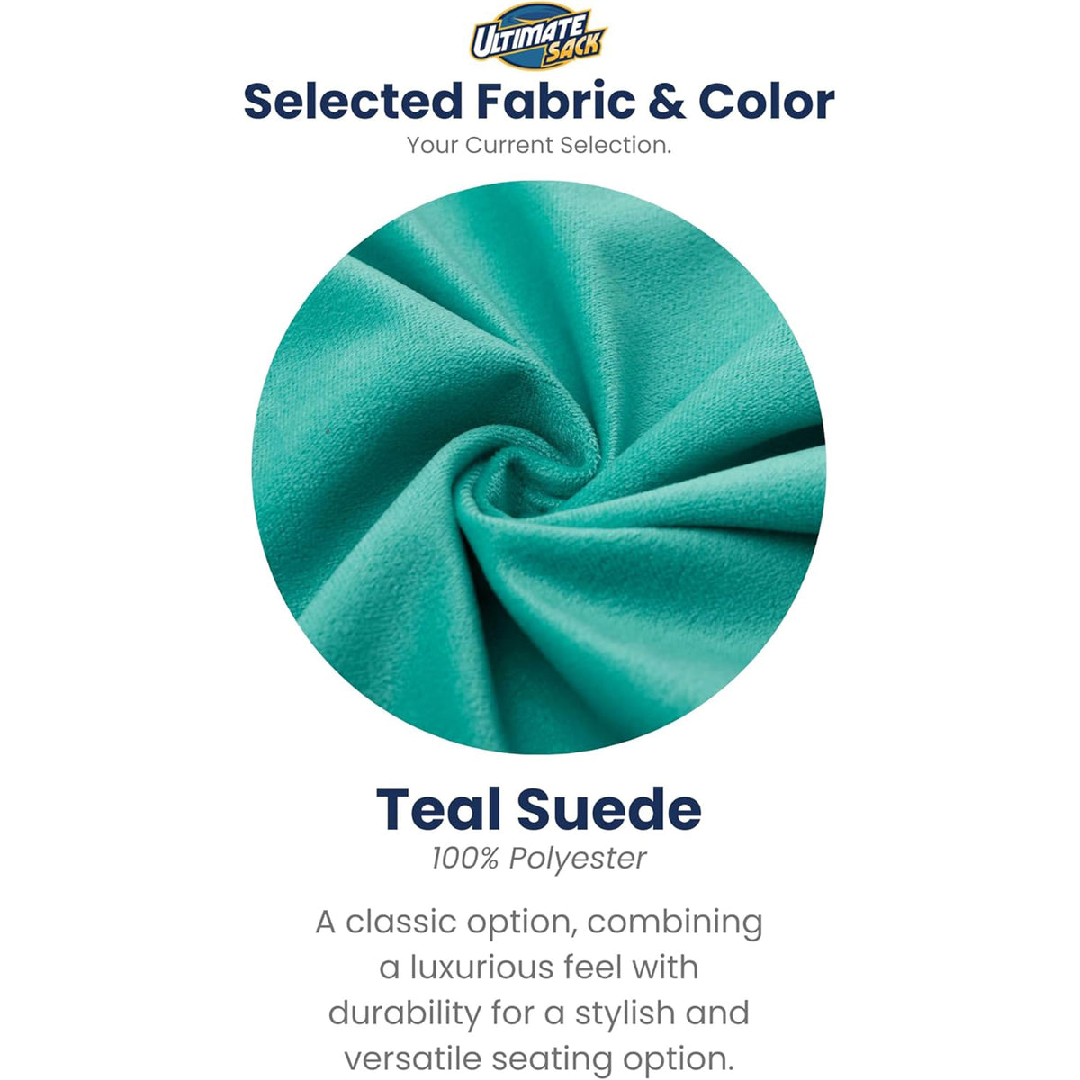 Ultimate Sack Kids Bean Bag Chair, Oversized Indoor Comfy Lounger, Teal Suede
