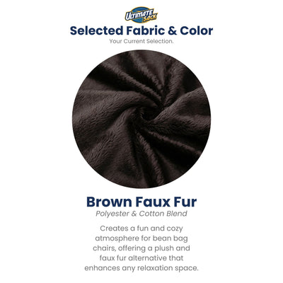 6 Foot Foam Filled Washable Fur Covered Bean Bag Chair, Brown (Open Box)