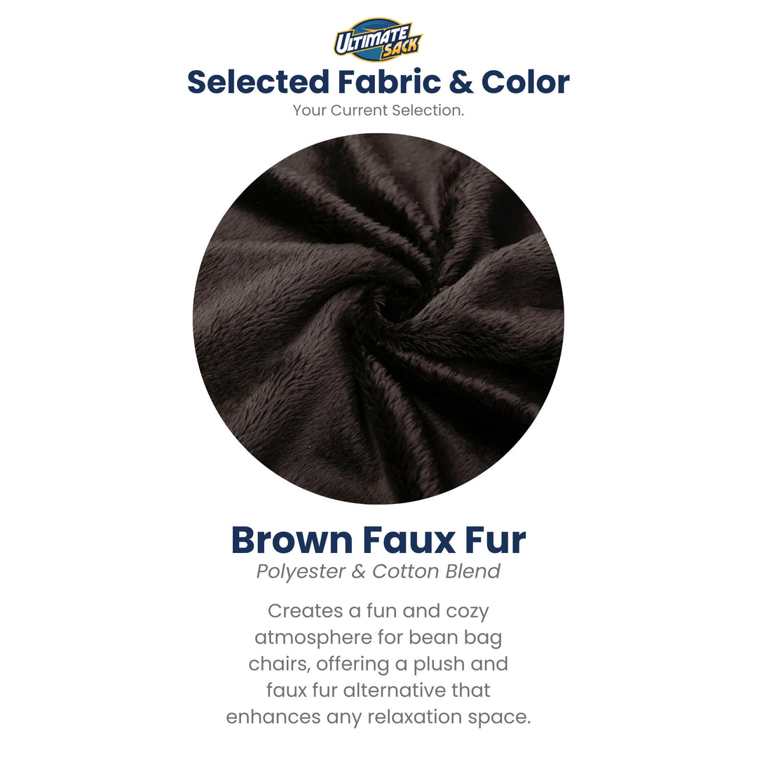 Ultimate Sack 6 Foot Foam Filled Washable Fur Covered Bean Bag Chair, Brown