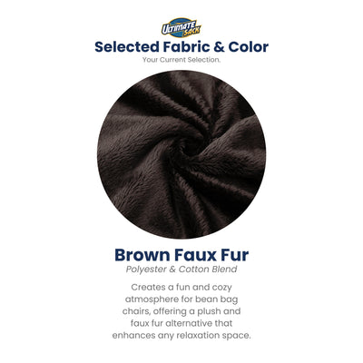 Ultimate Sack 6 Foot Foam Filled Washable Fur Covered Bean Bag Chair, Brown