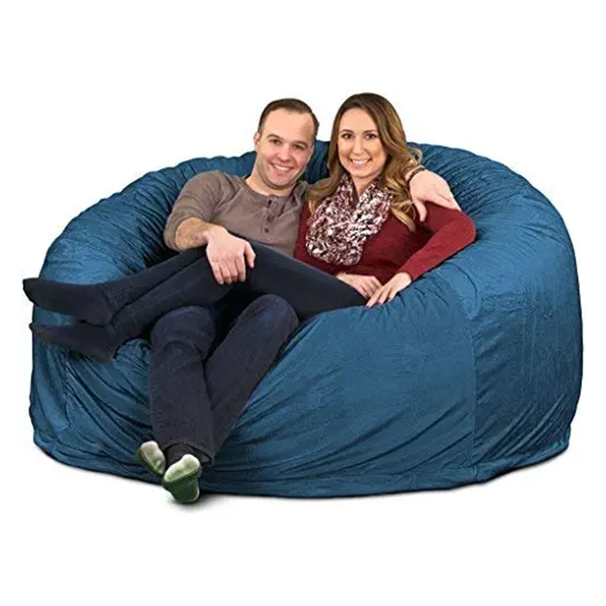 Ultimate Sack 6 Foot Foam Filled Washable Fur Covered Bean Bag Chair, Cloud