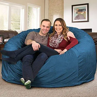 Ultimate Sack 6 Foot Foam Filled Washable Fur Covered Bean Bag Chair, Cloud