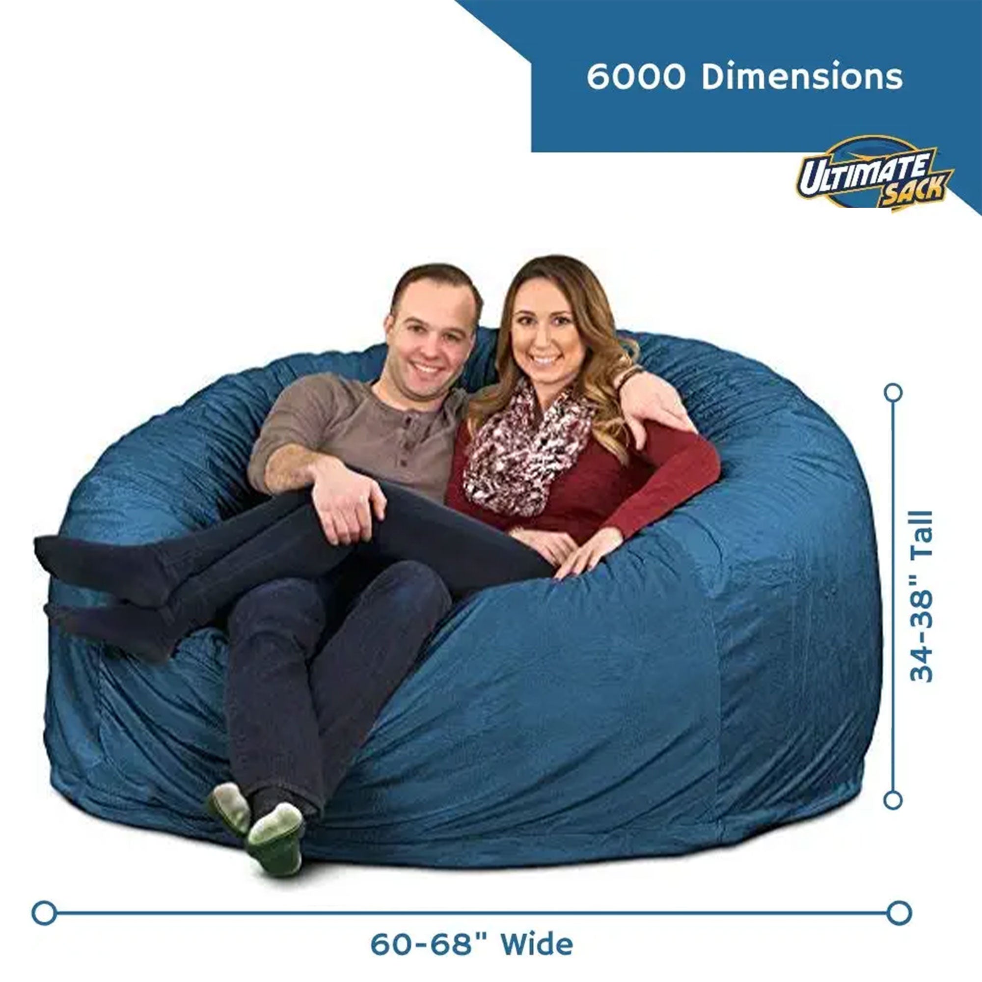 Ultimate Sack 6 Foot Foam Filled Washable Fur Covered Bean Bag Chair, Cloud