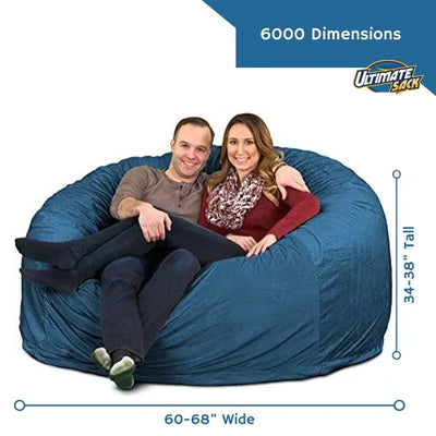 Ultimate Sack 6 Foot Foam Filled Washable Fur Covered Bean Bag Chair, Cloud