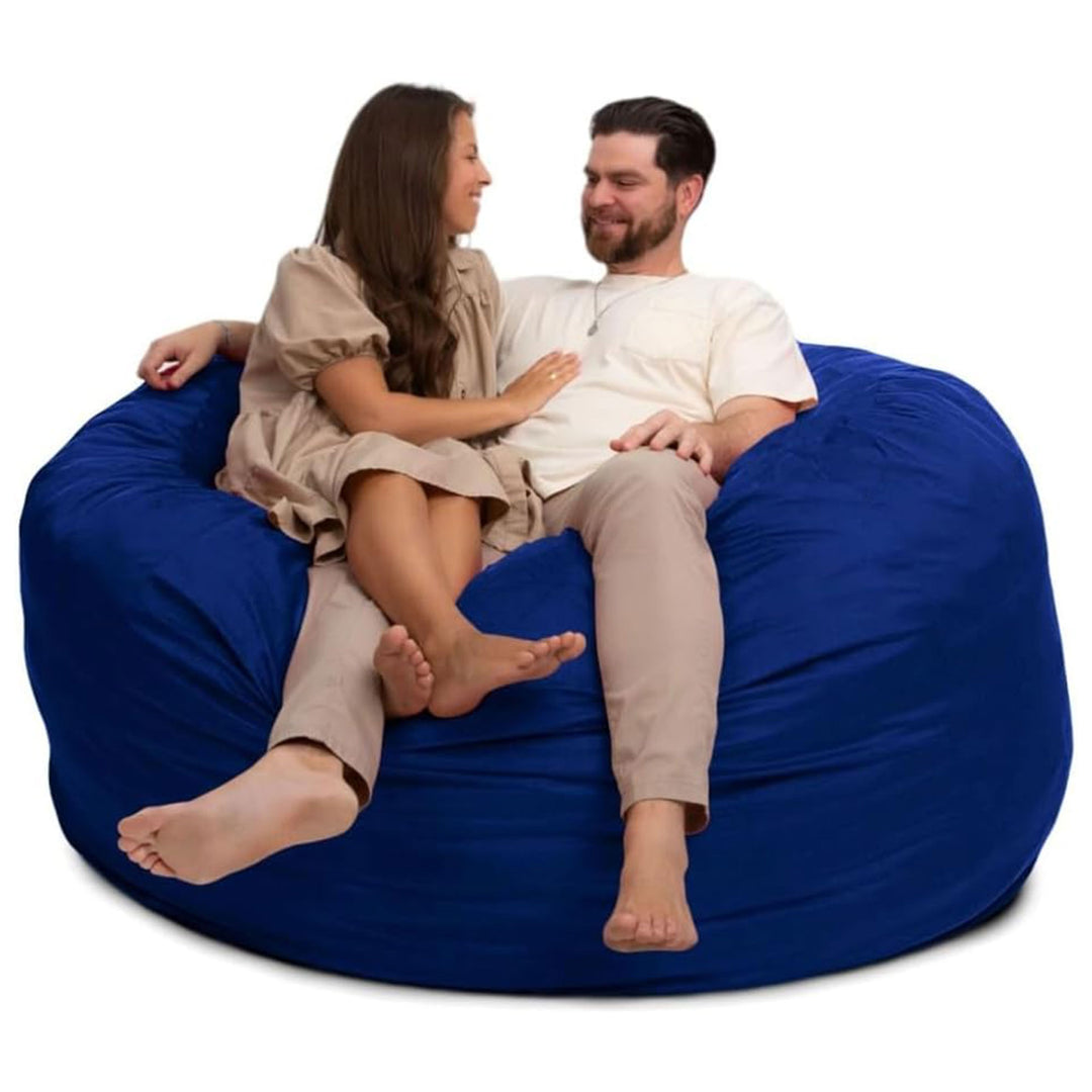 Ultimate Sack 6 Ft Foam Fill Washable Suede Cover Bean Bag Chair, Electric Blue