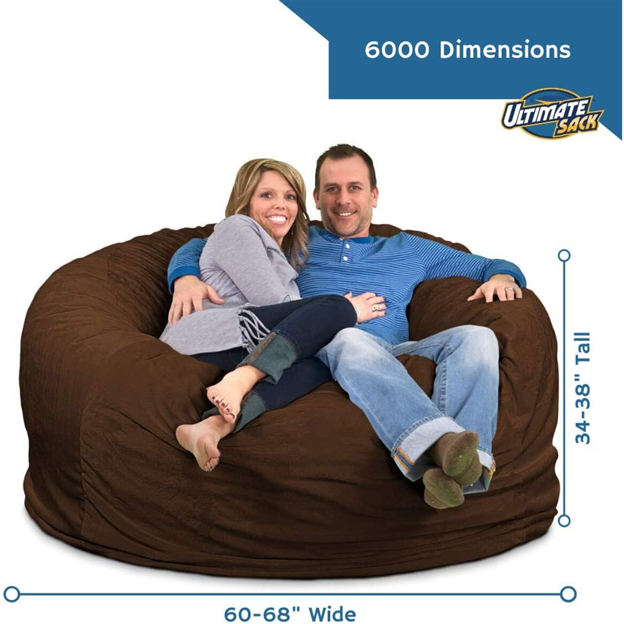 Ultimate Sack 6 Foot Foam Filled Washable Suede Covered Bean Bag Chair, Olive