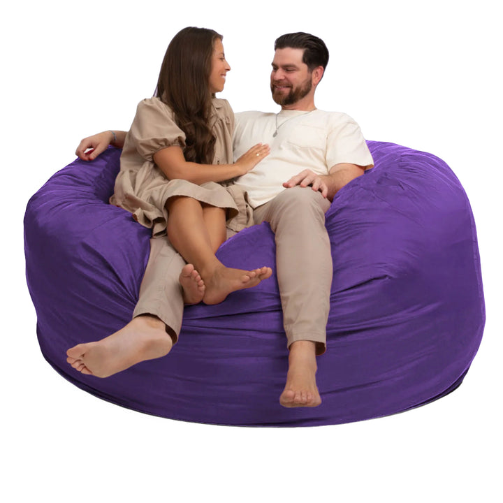 Ultimate Sack 6ft Bean Bag Chair, Oversized Indoor Comfy Lounger, Purple Suede