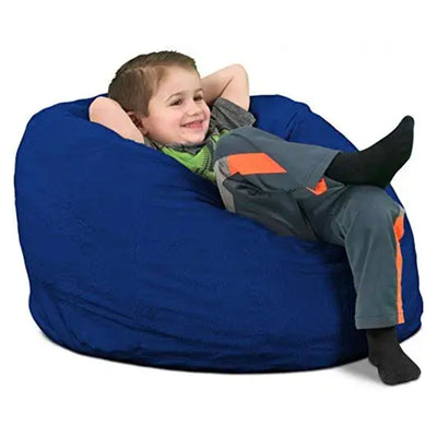 Ultimate Sack Kids Bean Bag Chair, Oversized Indoor Comfy Lounger, Blue Suede - VMInnovations