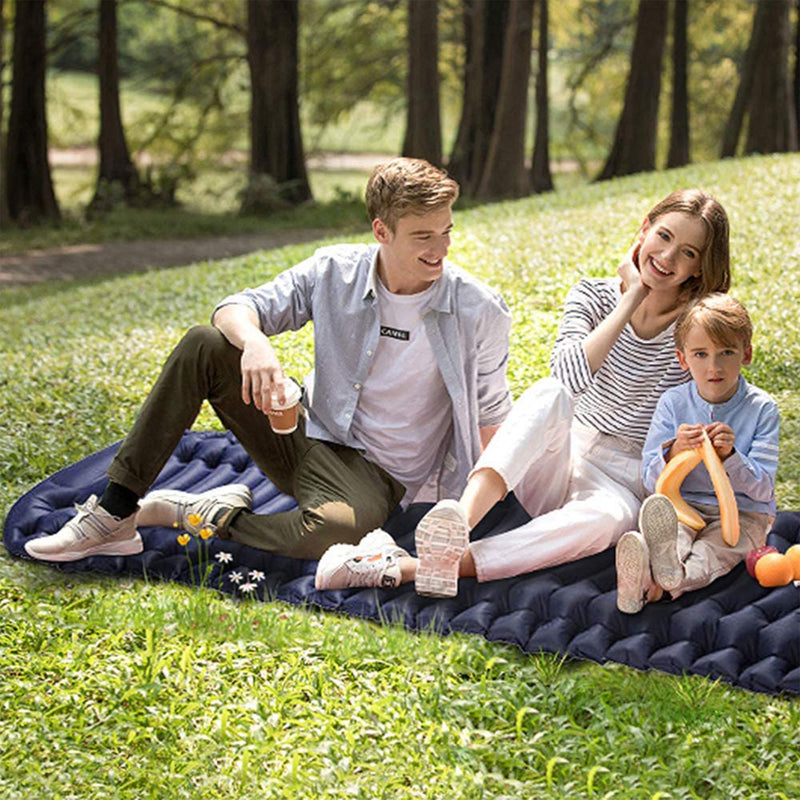 INVOKER Inflatable Camping Sleep Pad w/ Built In Foot Pump, Navy Blue (Open Box)