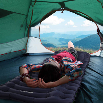 INVOKER Inflatable Camping Sleep Pad w/ Built In Foot Pump, Navy Blue (Open Box) - VMInnovations
