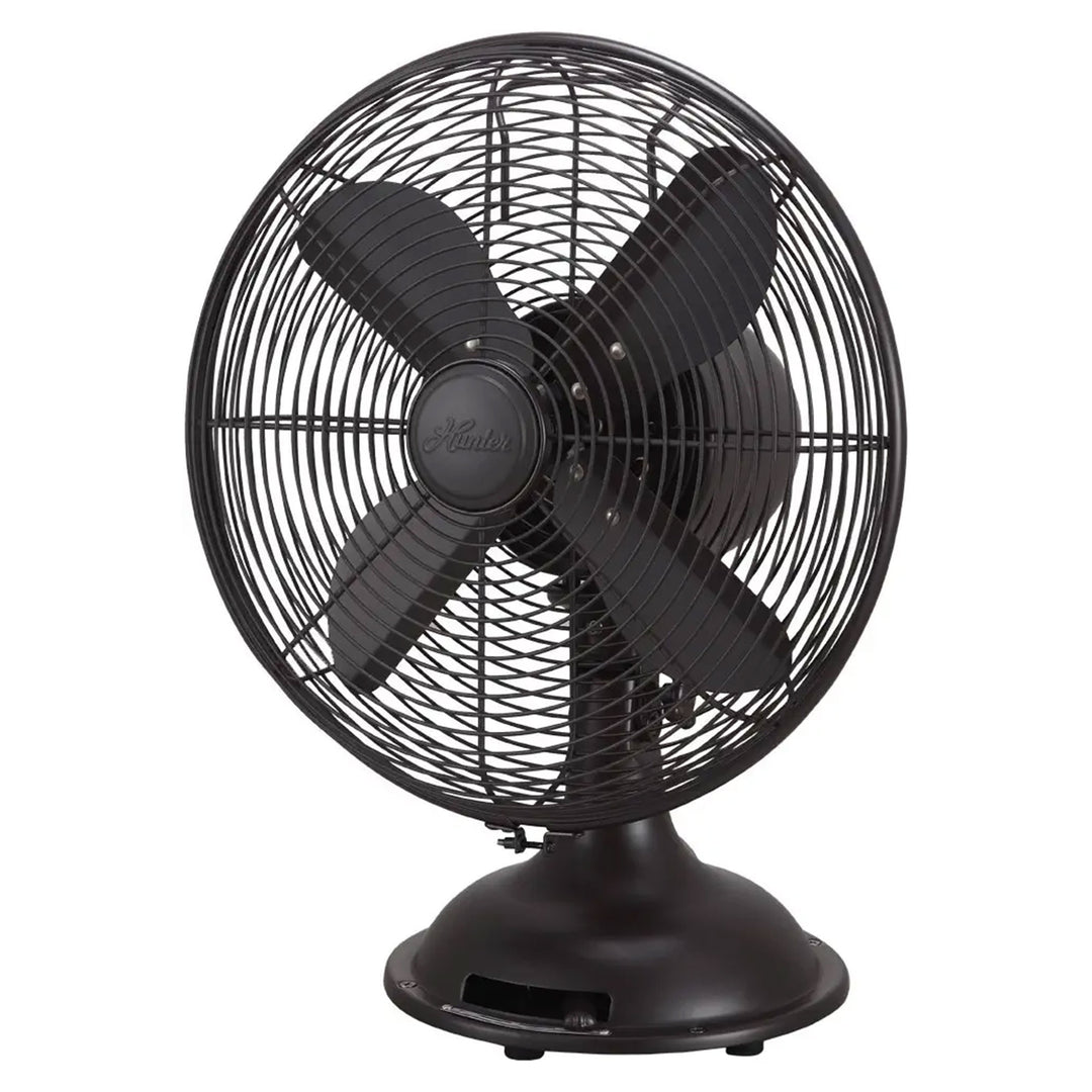Hunter 12 In All Metal Retro Oscillating Fan w/3 Speeds, Bronze (For Parts)