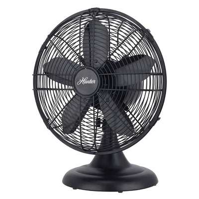 Hunter 12In All Metal Retro Table Fan, 3 Speeds, Matte Black (Open Box)