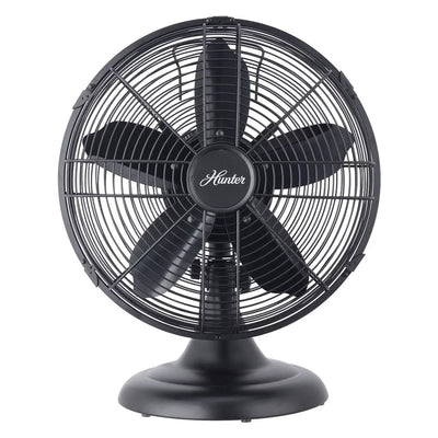 Hunter 12In All Metal Retro Table Fan, 3 Speeds, Matte Black (Open Box)
