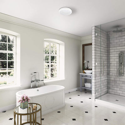 Good Housekeeping Yorkshire Bathroom Ventilation Fan with Light, Satin White - VMInnovations