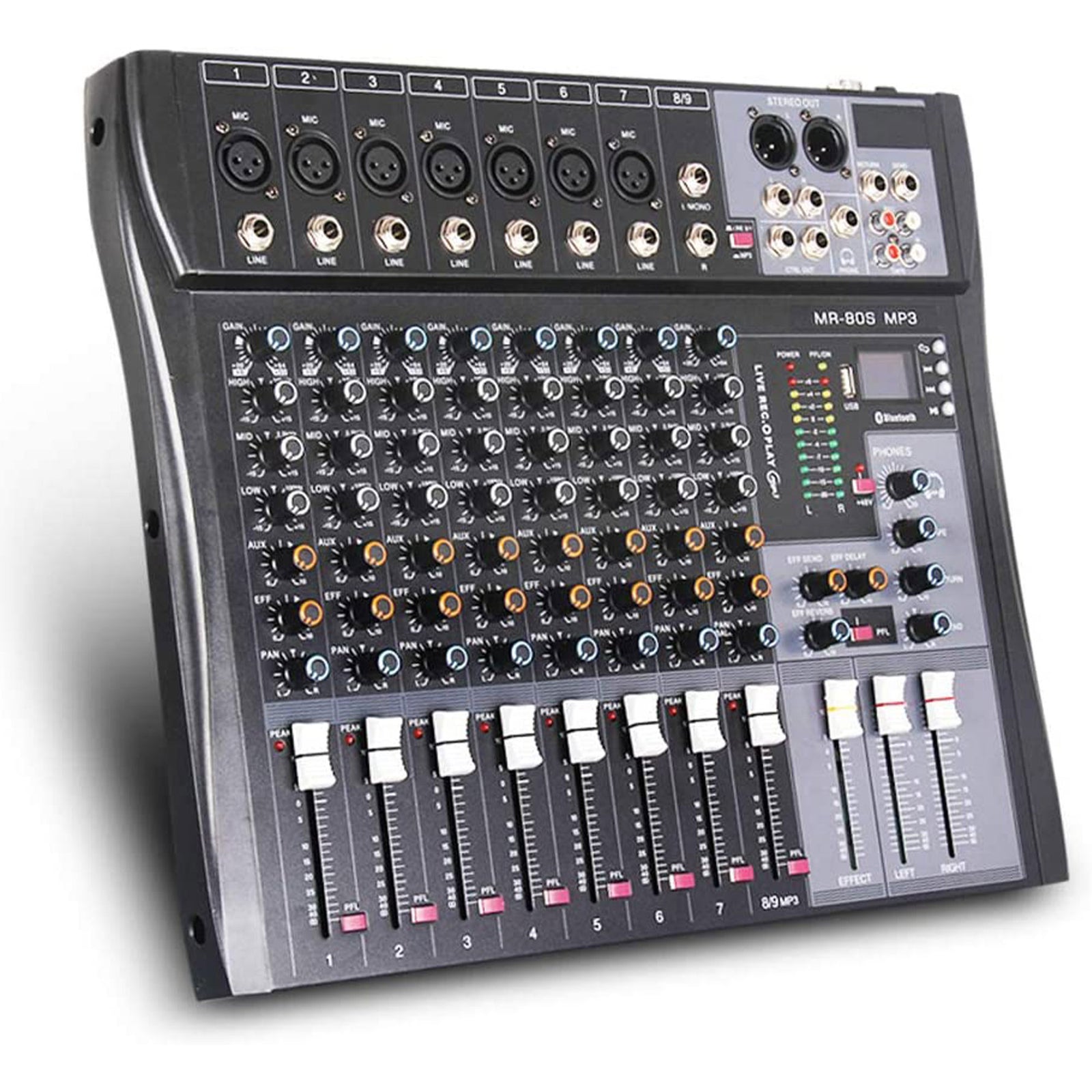 G-MARK Professional Stage 8 Channel Audio Mixer Console w/ MP3 Player (Open Box) - VMInnovations