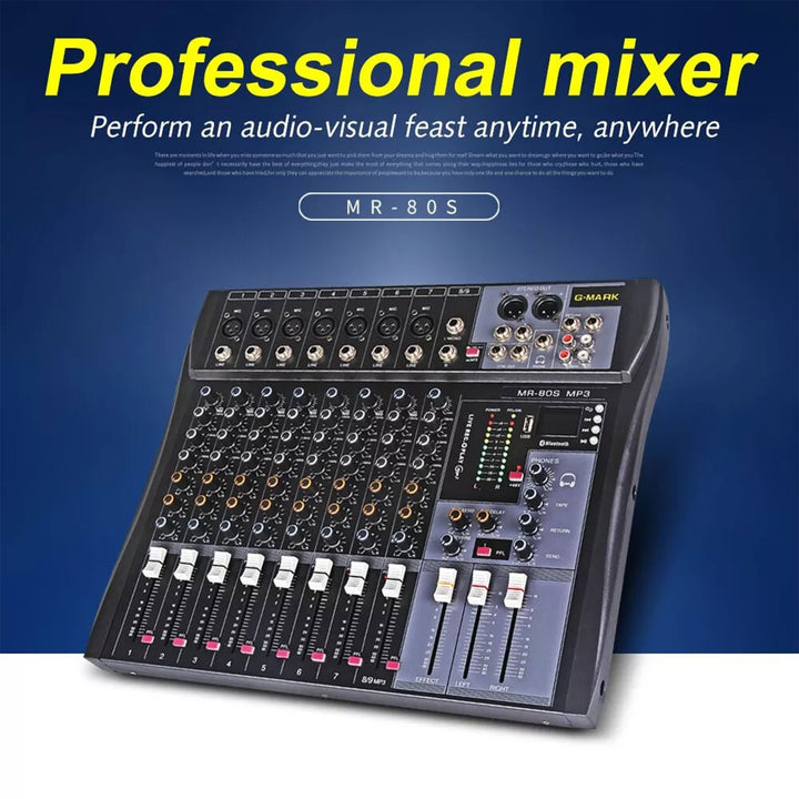 G-MARK Professional Stage 8 Channel Audio Mixer Console w/ MP3 Player (Open Box) - VMInnovations