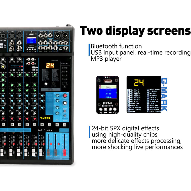 G-MARK Professional 16 Channel Digital Bluetooth Mixing Console (For Parts)