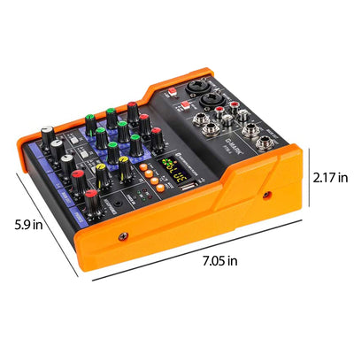 G-MARK PTM4 Mini 4 Channel Portable Bluetooth Audio Mixer Sound Board DJ Console