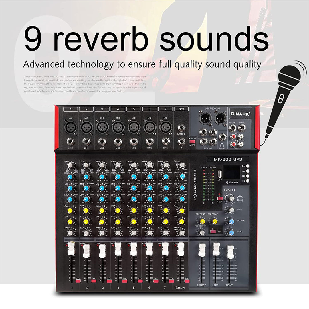 G-MARK Professional Stage 8 Channel Audio Mixer Console with MP3 Player (Used) - VMInnovations