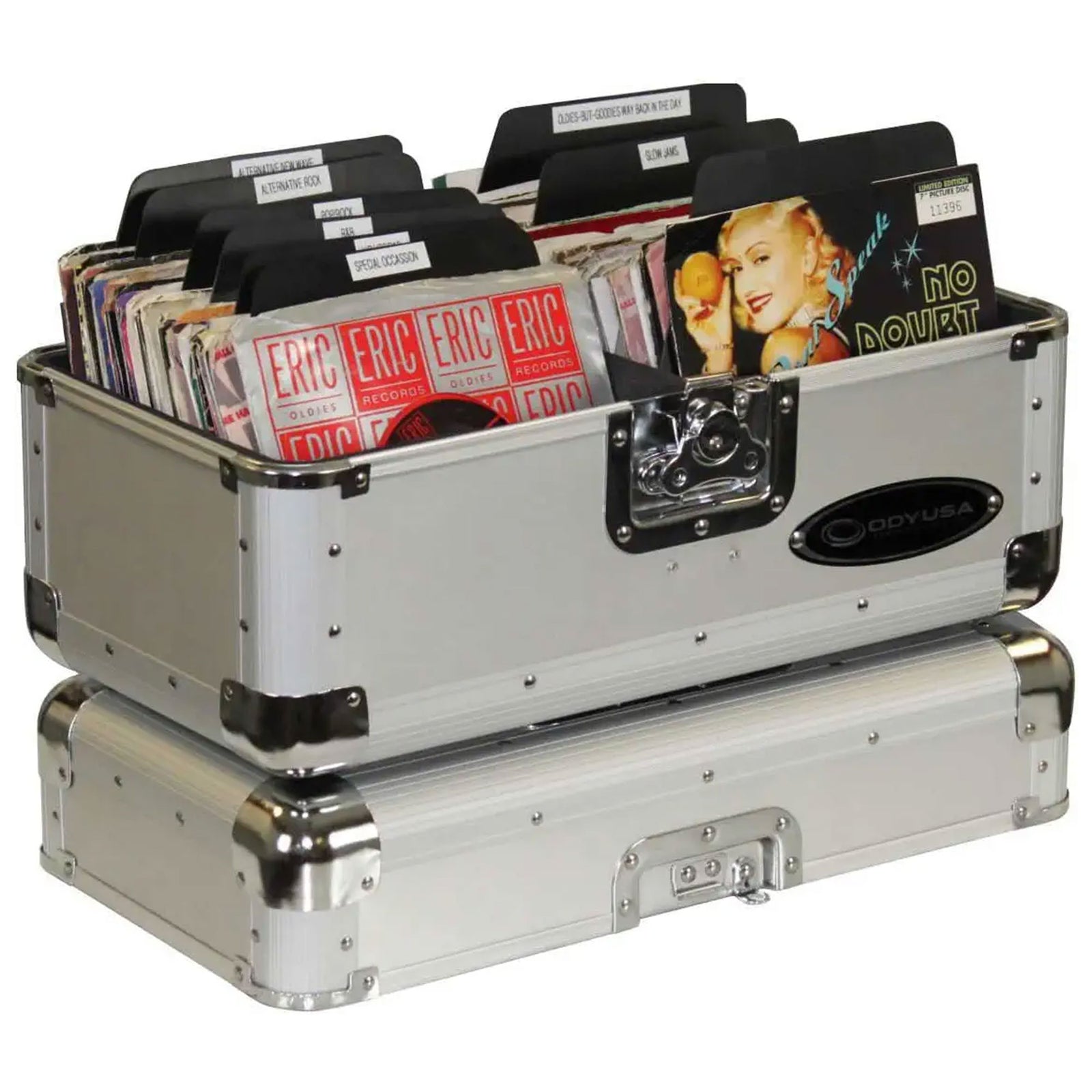 Odyssey Krom Series Record/Utility Case for 120 7-Inch Vinyl Records, Silver - VMInnovations