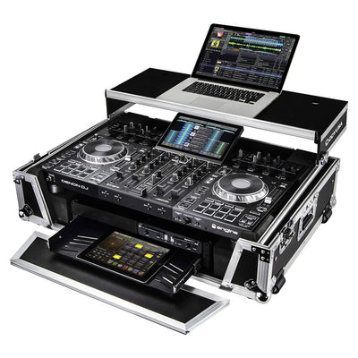 ODYSSEY FZGSPRIME4W2 Denon Prime 4 Flight Zone Case with Laptop Platform & Racks - VMInnovations