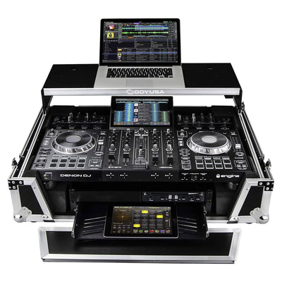 ODYSSEY FZGSPRIME4W2 Denon Prime 4 Flight Zone Case with Laptop Platform & Racks - VMInnovations
