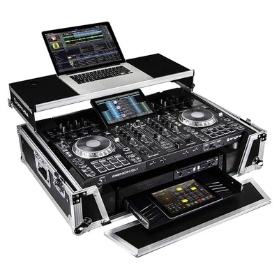 ODYSSEY FZGSPRIME4W2 Denon Prime 4 Flight Zone Case with Laptop Platform & Racks - VMInnovations