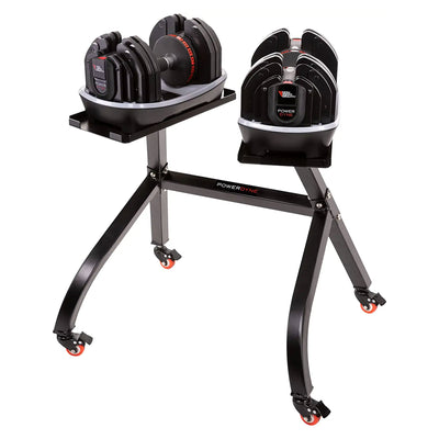 NonZero Gravity PowerDyne Iron Dumbbell Weights, 80 Lbs, 2 Pack, Coal w/ Stand