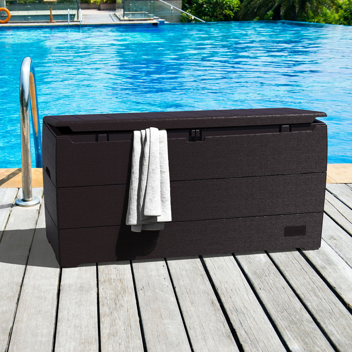 Duramax 71 Gallon Outdoor Resin Storage Box, Brown (Open Box)