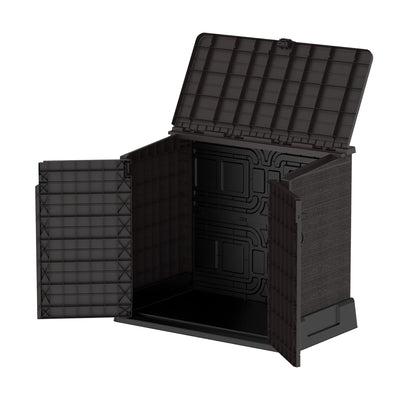 Duramax StoreAway 850 Liter Deck & Garden Storage Shed, Brown (Open Box) - VMInnovations
