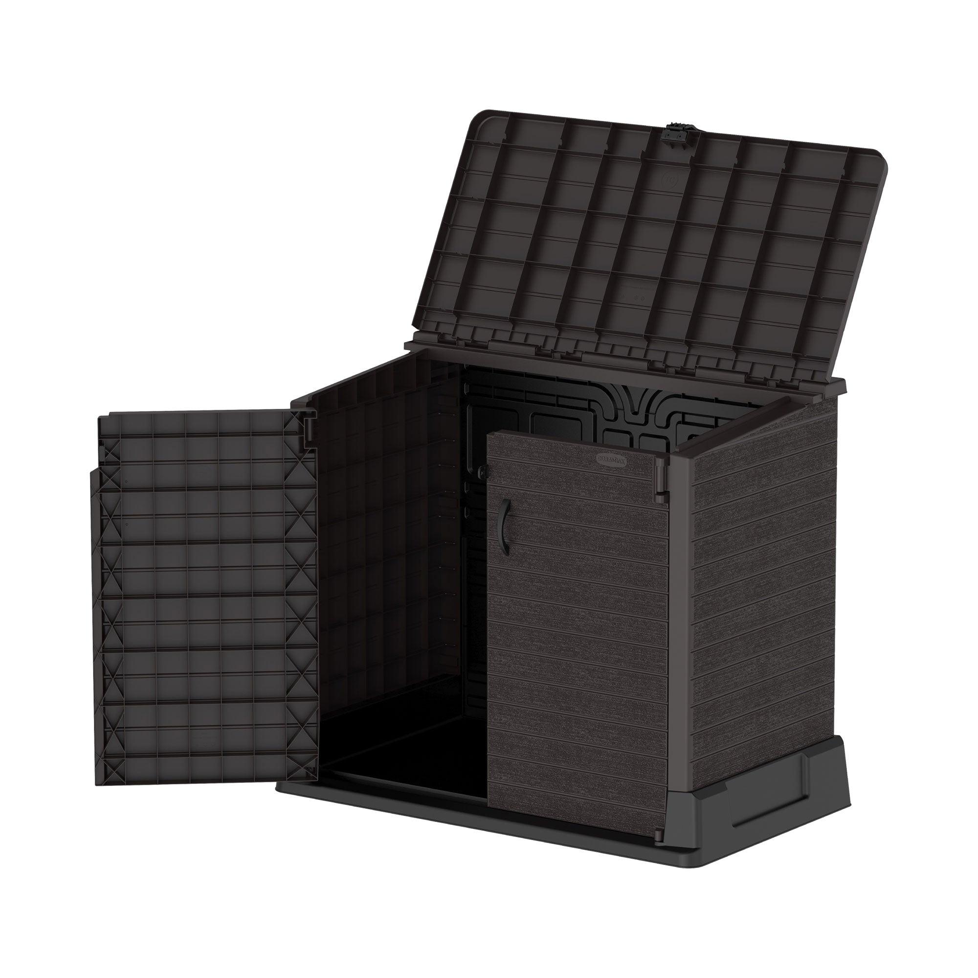 Duramax StoreAway 850 Liter Deck & Garden Storage Shed, Brown (Open Box) - VMInnovations