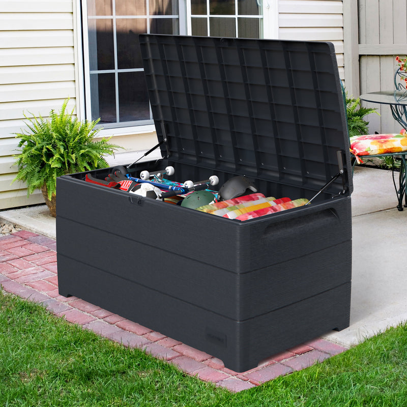 Duramax Durabox 110 Gal Outdoor Deck & Garden Storage Box Bench, Charcoal