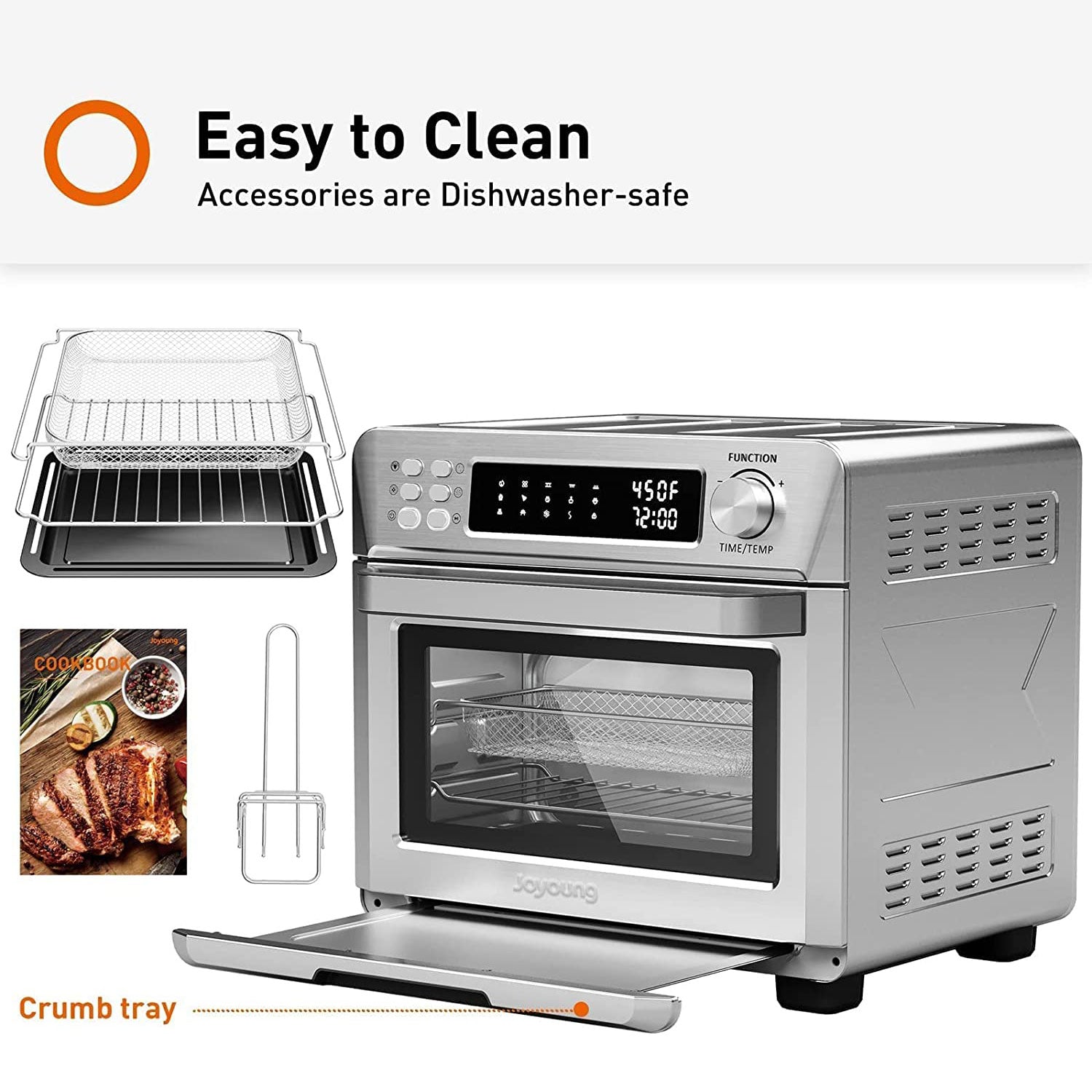 Joyoung 25 Qt Air Fryer Toaster Convection Oven with 14 Presets, Steel (Used) - VMInnovations