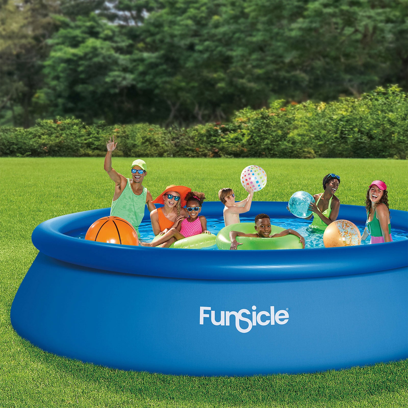 Funsicle 15' x 36" QuickSet Inflatable Ring Top Outdoor Above Ground Pool w/Pump - VMInnovations