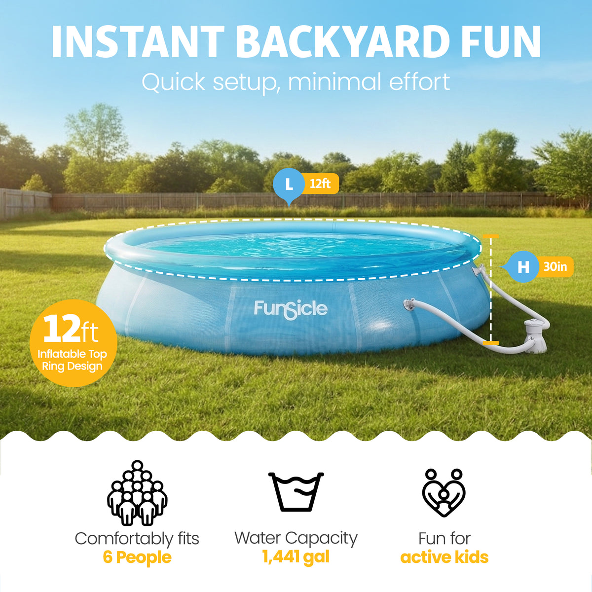 12'x30" Sea-Thru QuickSet Inflatable Ring Top Above Ground Pool (Open Box) - VMInnovations