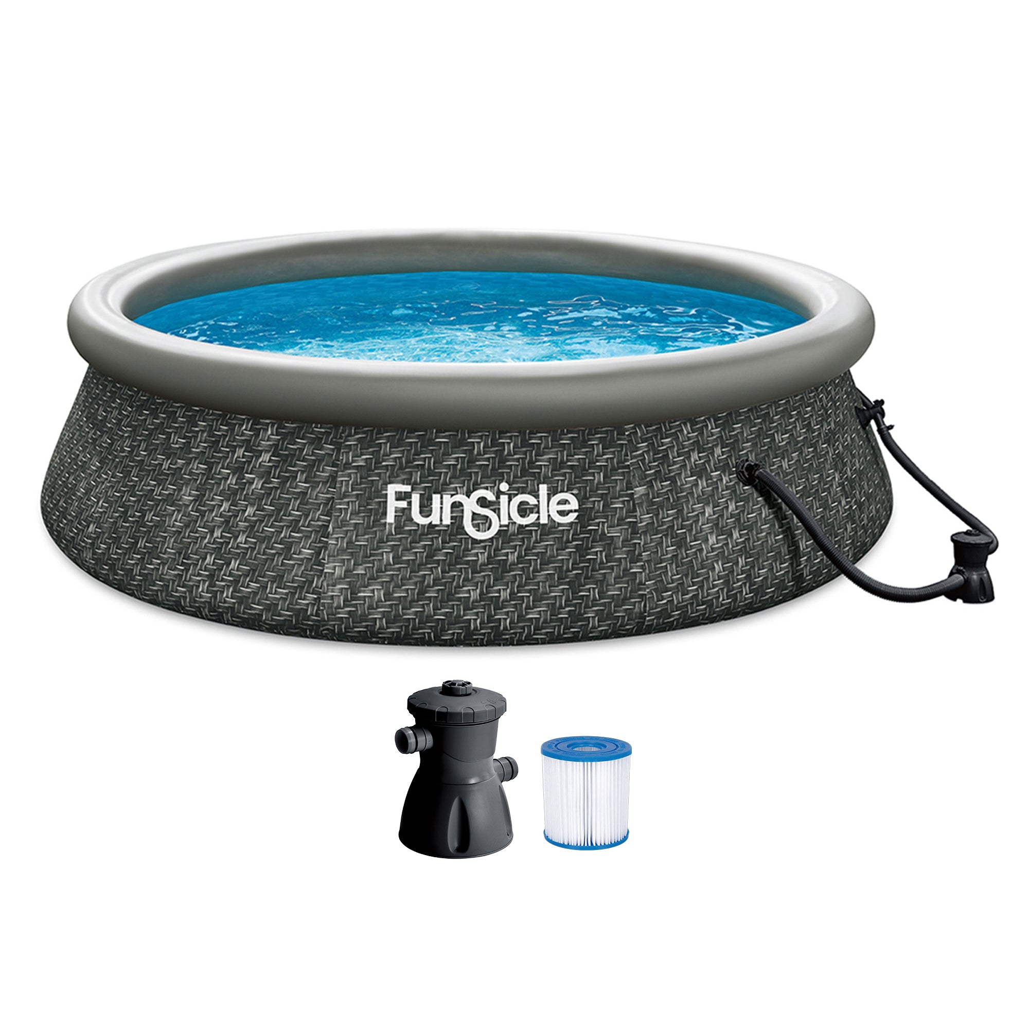 Funsicle 10' x 30" QuickSet Ring Top Above Ground Swimming Pool Dark Herringbone