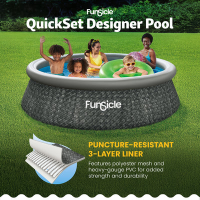 Funsicle 10' x 30" QuickSet Ring Top Above Ground Swimming Pool Dark Herringbone