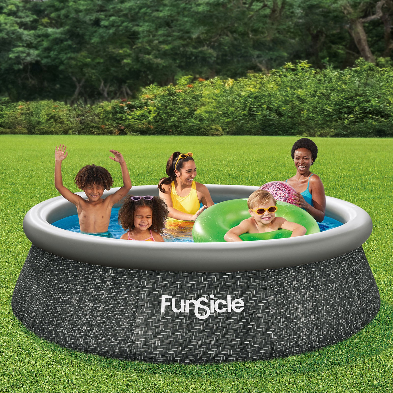 Funsicle 10' x 30" QuickSet Ring Top Above Ground Swimming Pool, Herringbone - VMInnovations