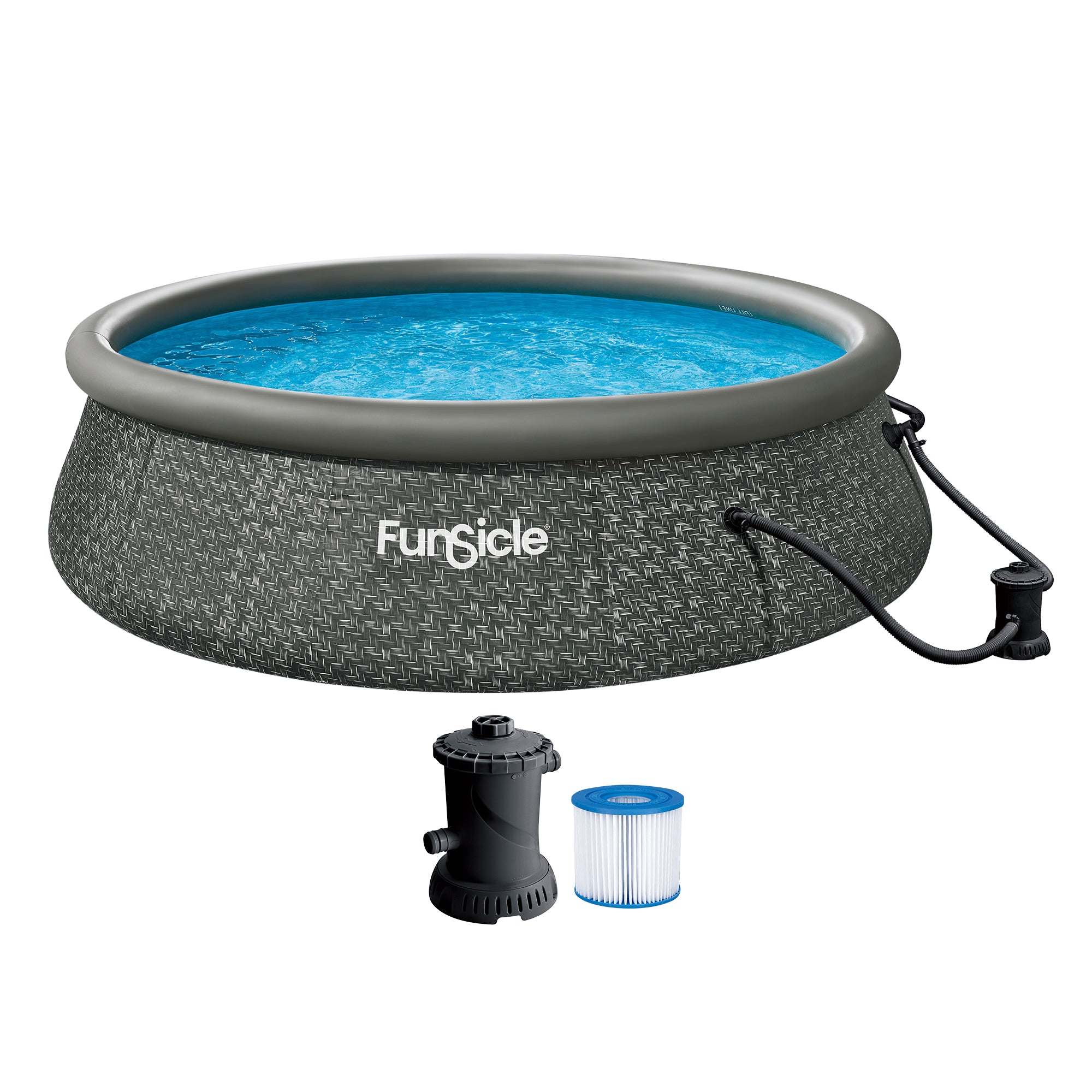 Funsicle 12x36" QuickSet Ring Top Above Ground Swimming Pool, Herringbone (Used) - VMInnovations