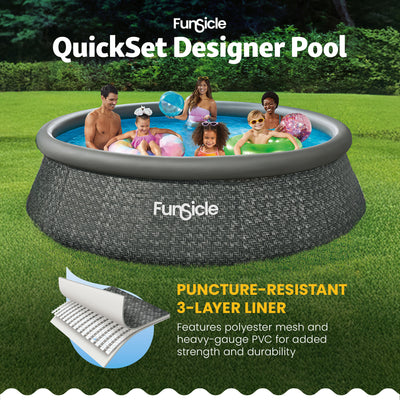 Funsicle 12x36" QuickSet Ring Top Above Ground Swimming Pool, Herringbone (Used) - VMInnovations