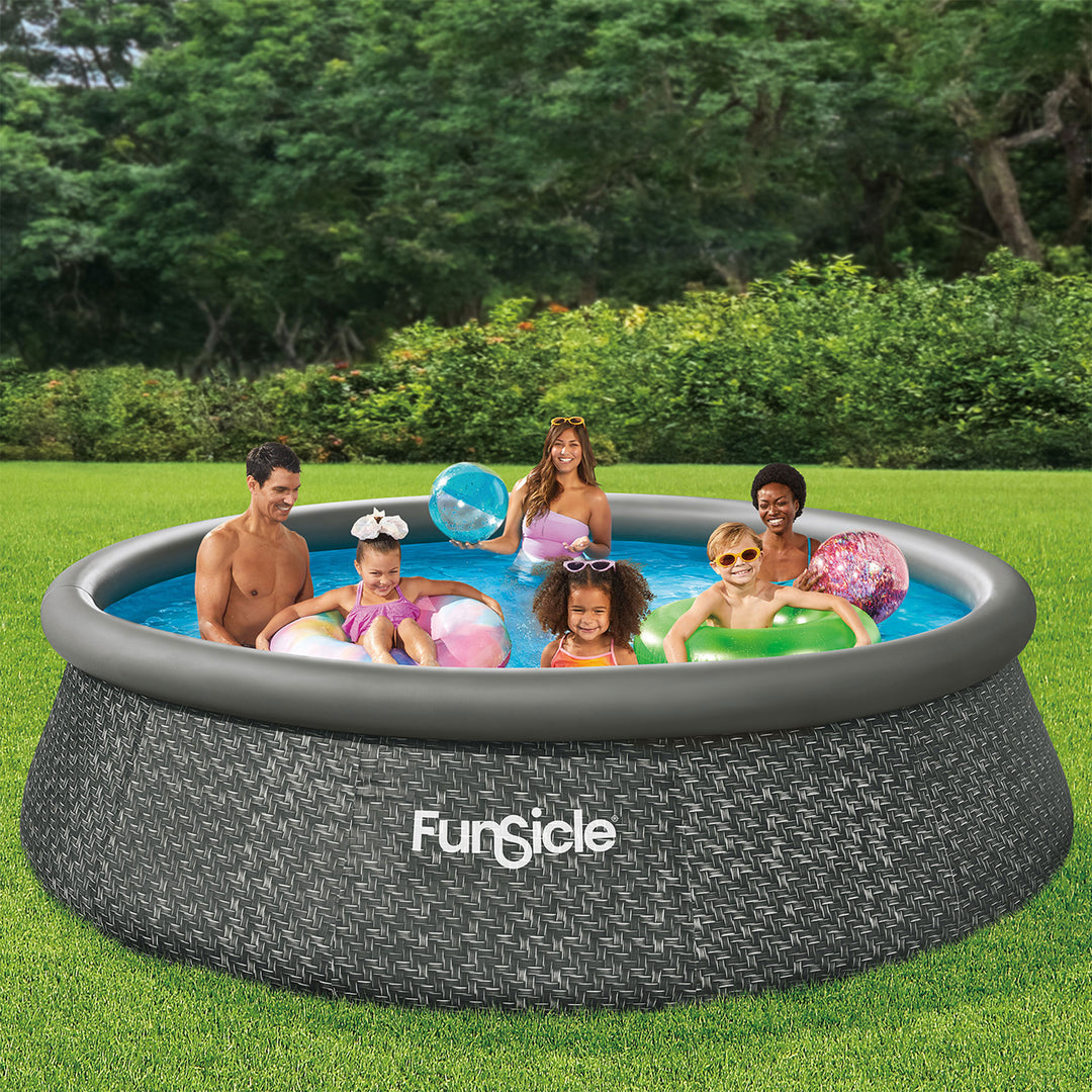 Funsicle 12' x 36" QuickSet Ring Top Above Ground Swimming Pool, Herringbone