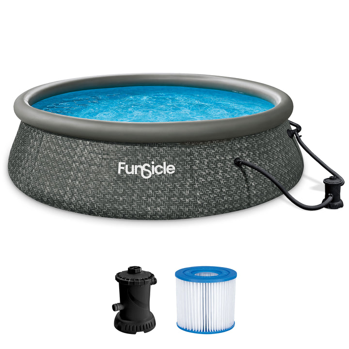 Funsicle 12' x 36" QuickSet Ring Top Above Ground Pool, Herringbone (Open Box)