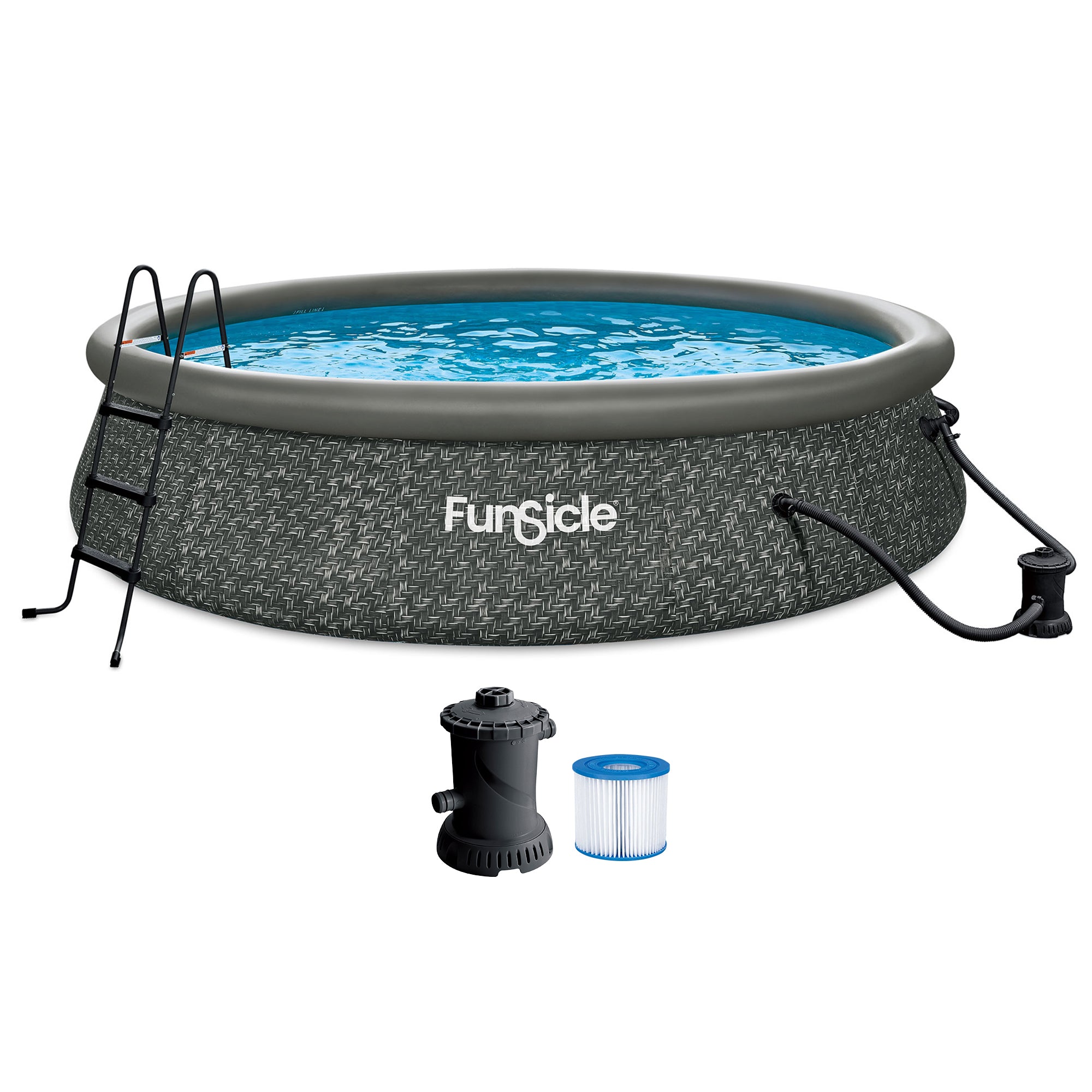 Funsicle 14' x 36" QuickSet Ring Top Above Ground Swimming Pool Dark Herringbone