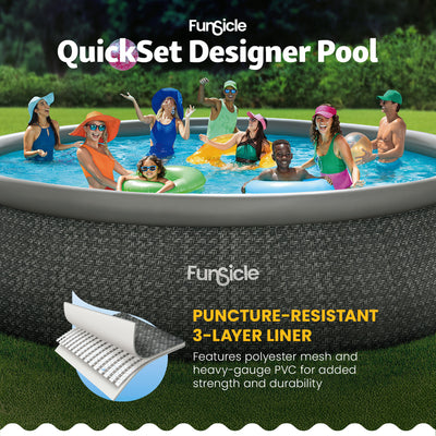 Funsicle 18' x 48" QuickSet Inflatable Ring Top Outdoor Above Ground Pool w/Pump