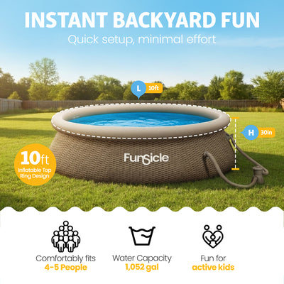 Funsicle 10'x30" QuickSet Ring Top Above Ground Pool, Basketweave(Open Box) - VMInnovations