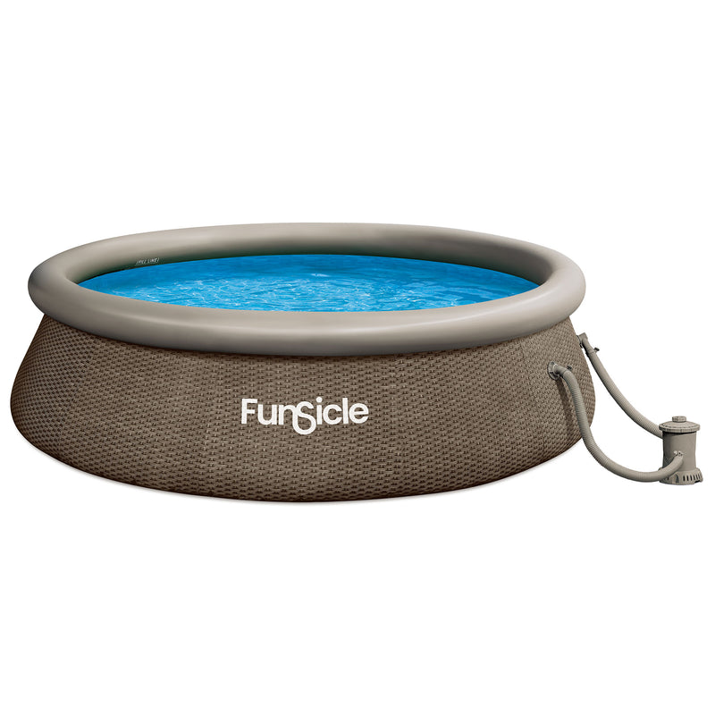 Funsicle 12ftx36in QuickSet Ring Top Swimming Pool, Brown Basketweave (Open Box)